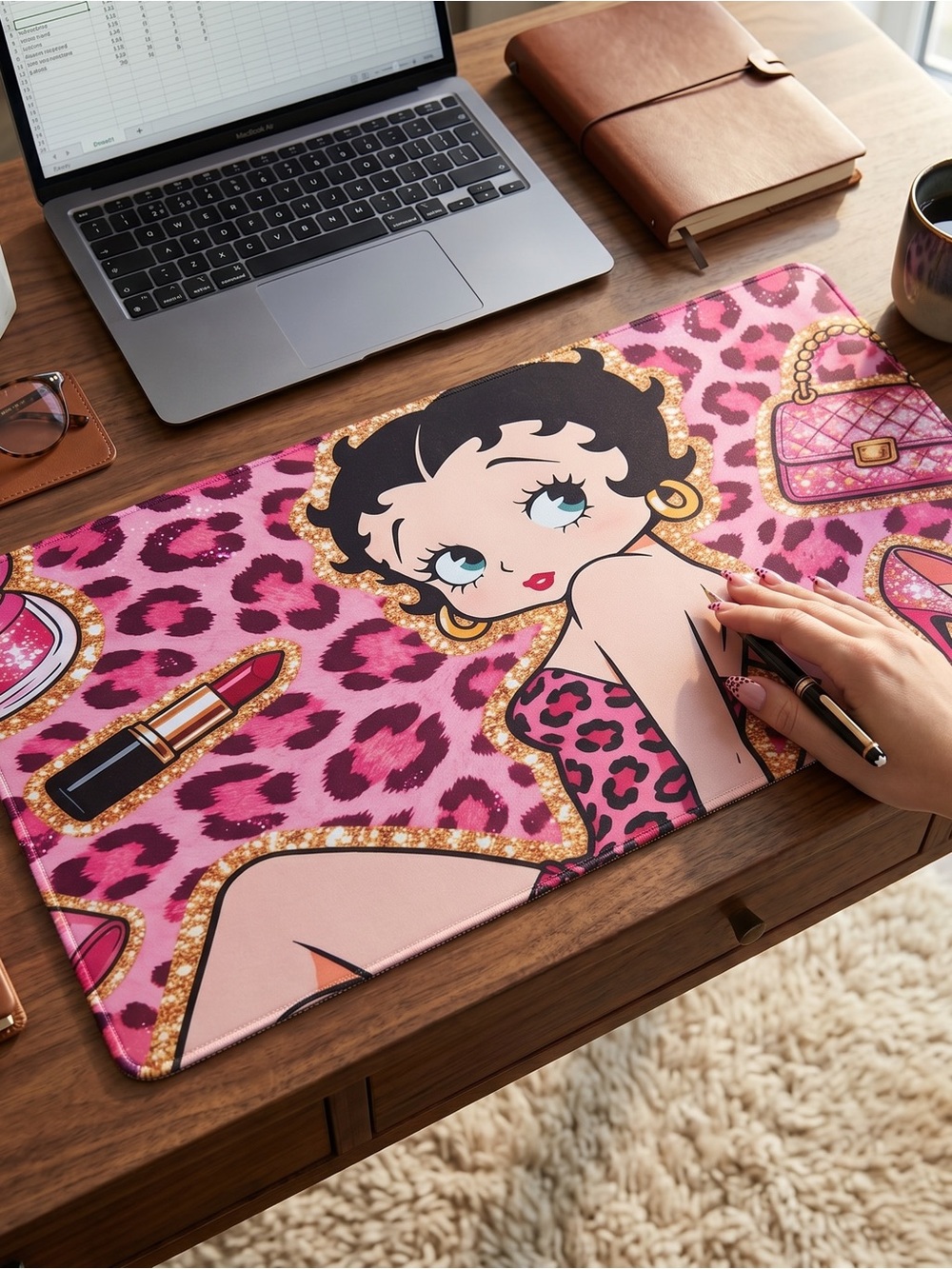 Betty Boop Pink Leopard Desk Mat